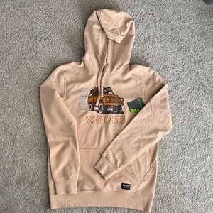 WOODS Men's Tan Pullover Hoodie with Off-Road Truck Graphic